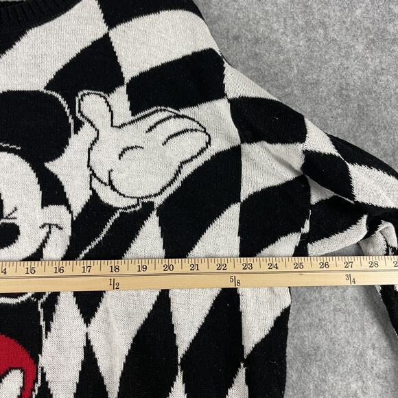 Disney Mickey Mouse Sweater Womens XXL Checkered Knit Graphics Pullover Retro - Picture 7 of 13